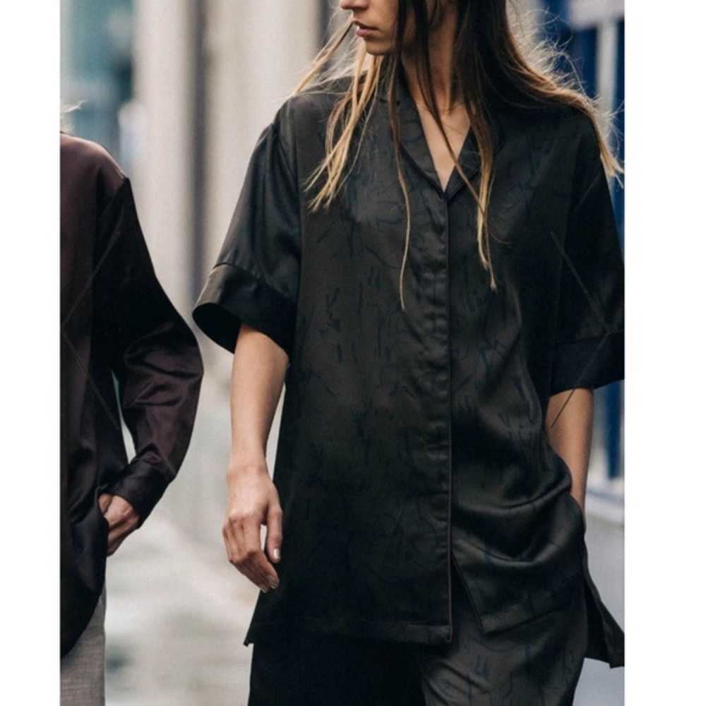 ROUCHA satin pajama set in brown abstract print size B